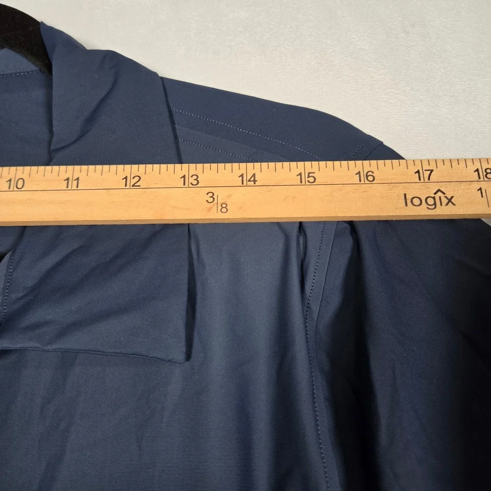Spanx Sunshine Collared Drawstring Waist Dress XL Navy Blue Carry On Athleisure